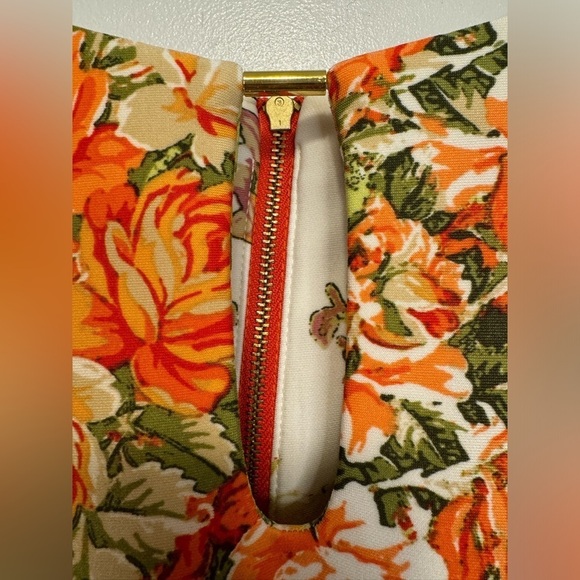 Gabby Skye Sleeveless Pink Orange Rose Floral Flared Dress Size 8 - Picture 15 of 16